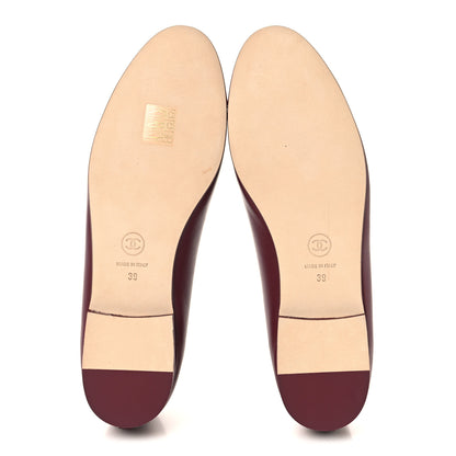 Chanel Lambskin Cap Toe CC Ballerina Flats 39 Burgundy Pink 6 of 10