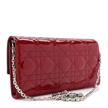 Christian Dior Patent Cannage Lady Dior Rendezvous Wallet On Chain Red 3 of 14