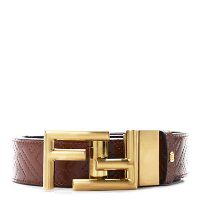 Fendi Vitello Stitched FF Buckle Belt Brown 1 of 3