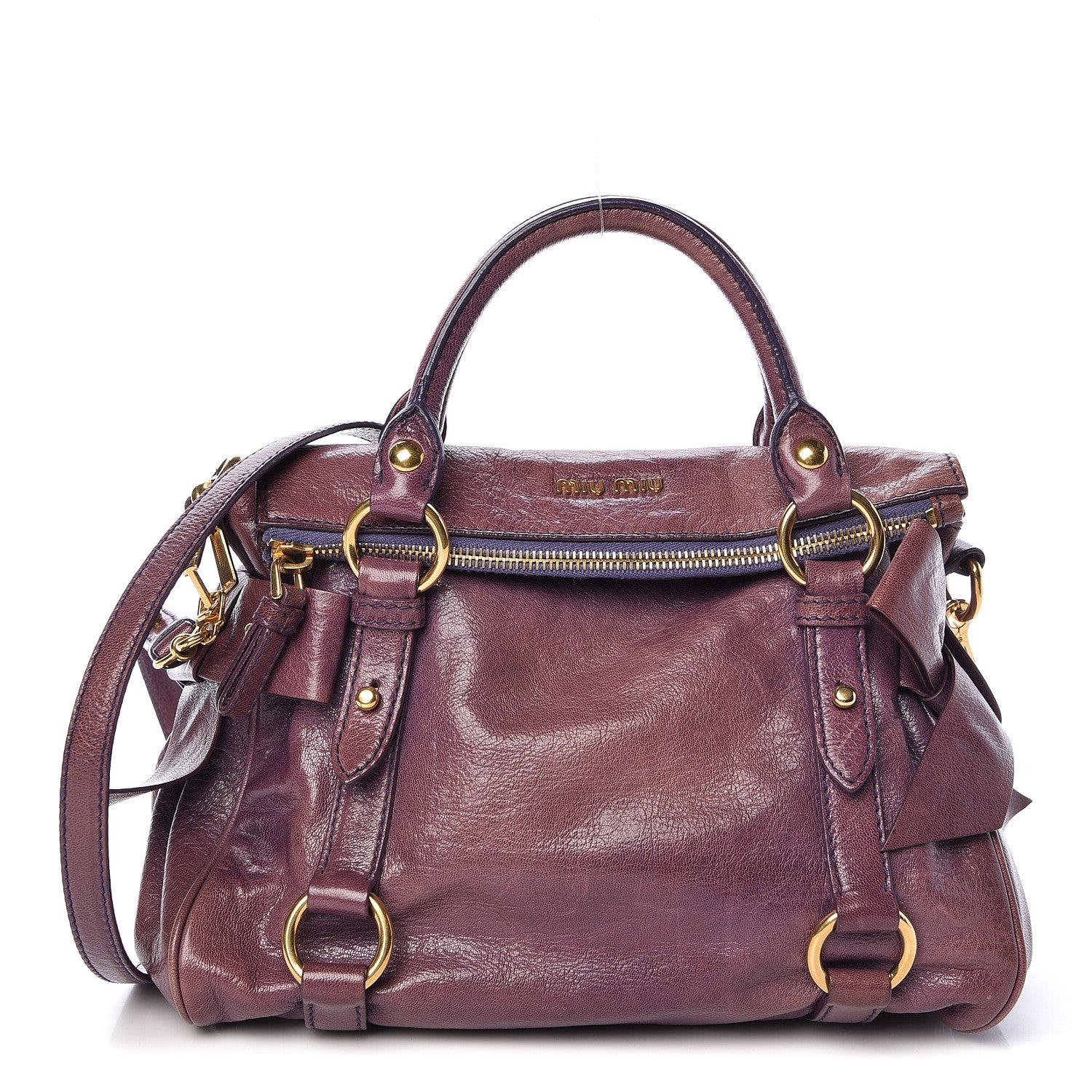 Miu Miu Vitello Lux Mini Bow Bag Viola 1 of 16