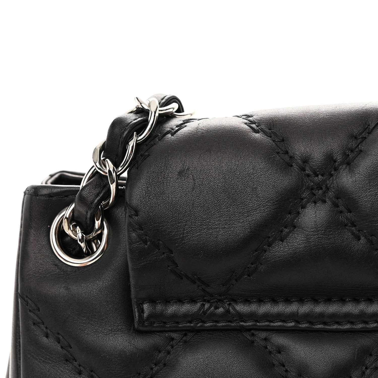 Chanel Calfskin Double Stitch Large Hamptons Flap Bag Black 18 of 19