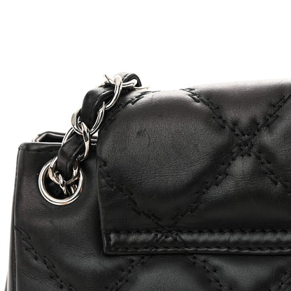 Chanel Calfskin Double Stitch Large Hamptons Flap Bag Black 18 of 19