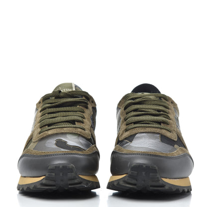 Valentino Garavani Nappa Suede Camouflage Womens Rockrunner Sneakers 37 Green Multicolor 2 of 18