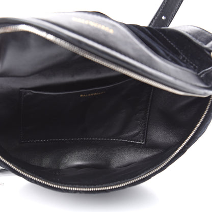 Balenciaga Crushed Velvet Diagonal Allover Logo Matelasse XS Souvenir Belt Bag Black 5 of 10