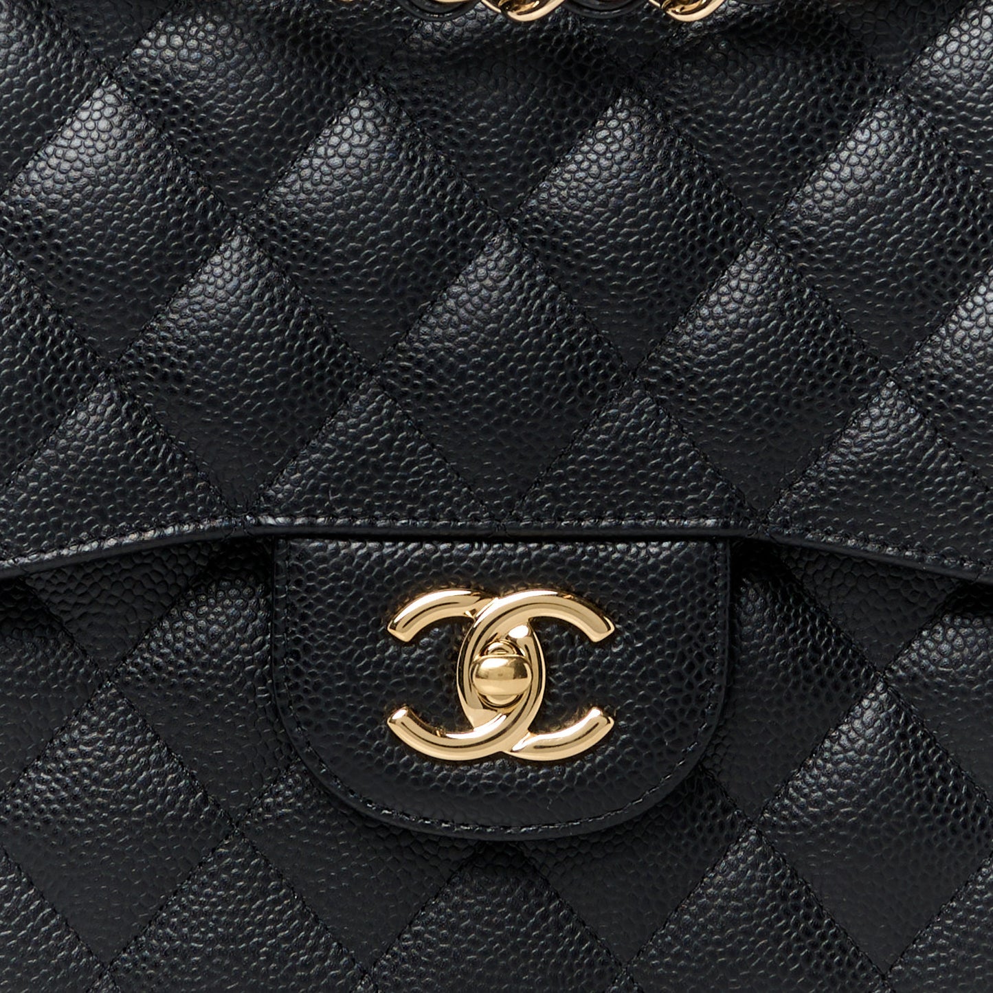 Caviar Quilted Jumbo Double Flap Black