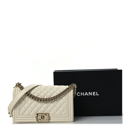 Chanel Caviar Quilted Medium Boy Flap White 11 of 11