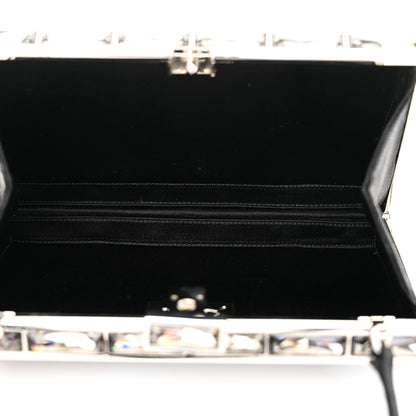Judith Leiber Satin Crystal Box Clutch Black Silver 5 of 10