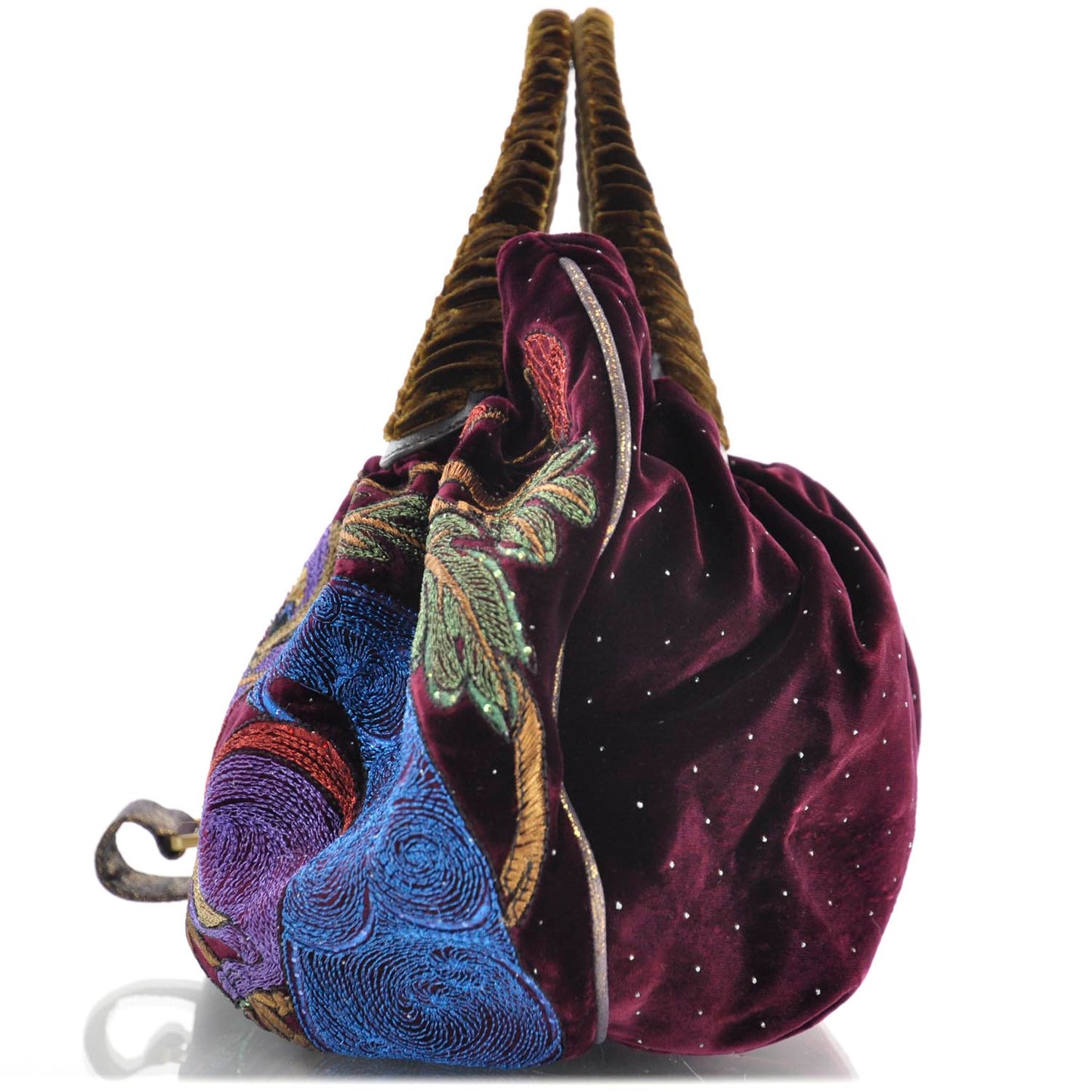 Velvet Embroidered Squirrel Spy Bordeaux