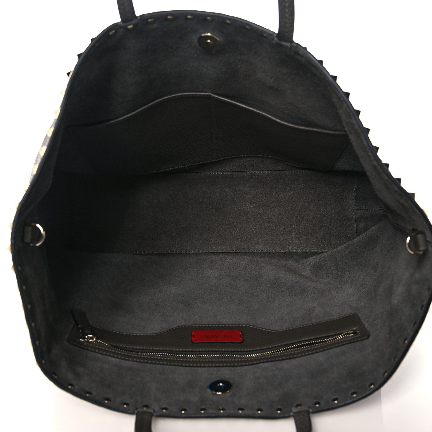 Valentino Garavani Grained Calfskin Rockstud Shoulder Tote Graphite 4 of 8