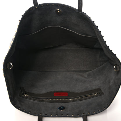 Valentino Garavani Grained Calfskin Rockstud Shoulder Tote Graphite 4 of 8