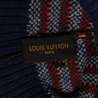 Louis Vuitton Cashmere Calfskin Wallpaper Hat Scarf Set Blue Rouge 9 of 10