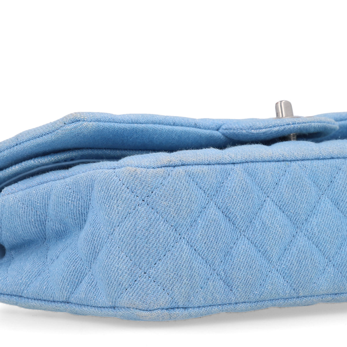 Chanel Denim Quilted Medium Double Flap Light Blue 9 of 10