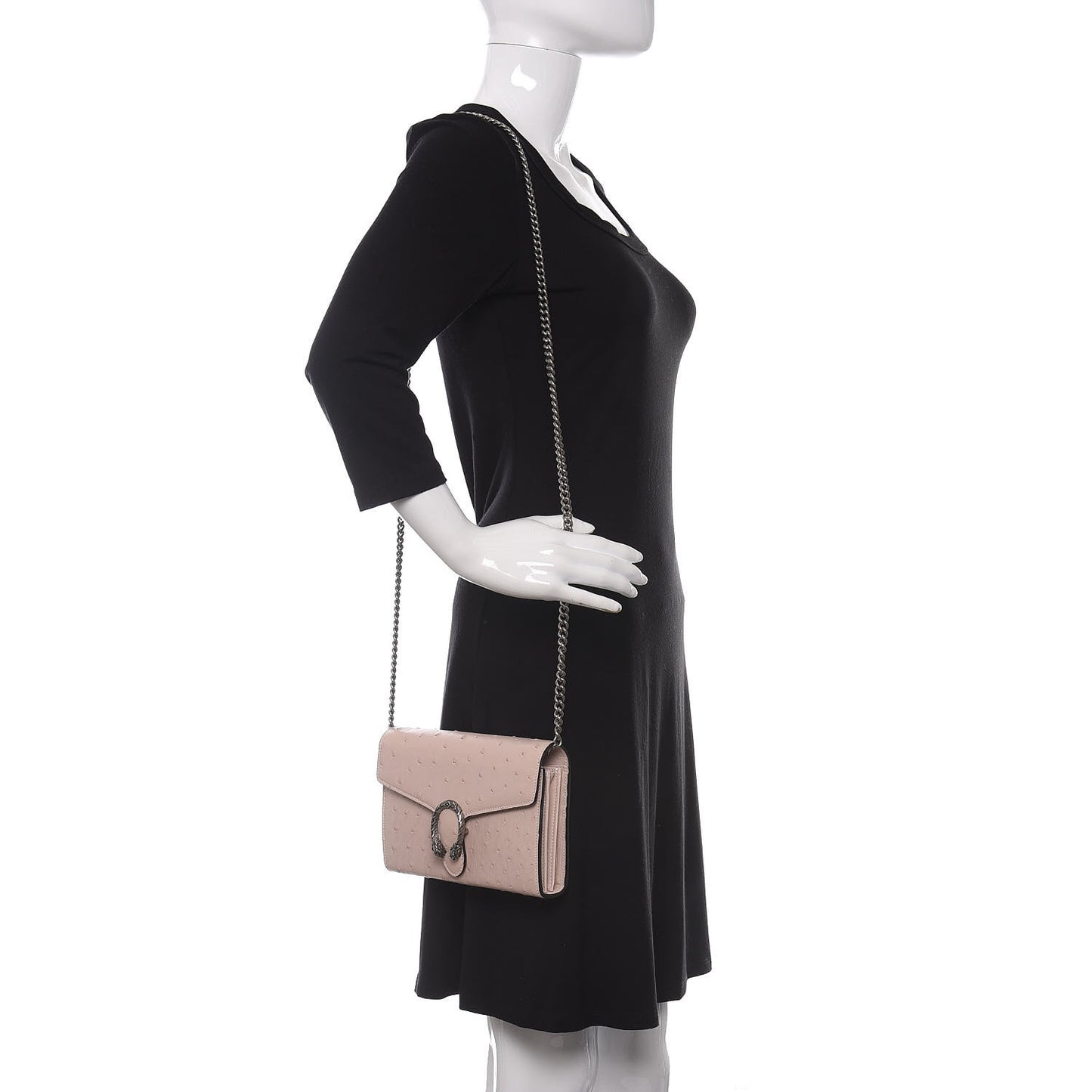 Ostrich Mini Dionysus Chain Wallet Pink