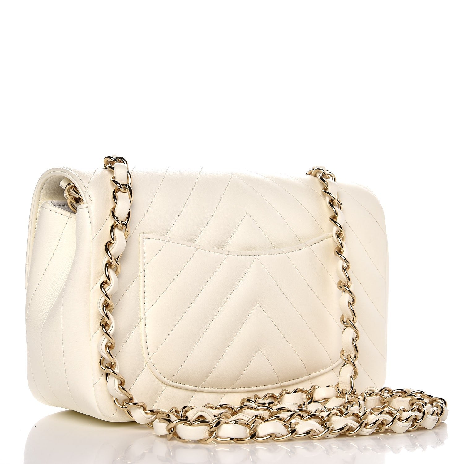 Chanel Lambskin Chevron Quilted Mini Rectangular Flap Ivory 3 of 10