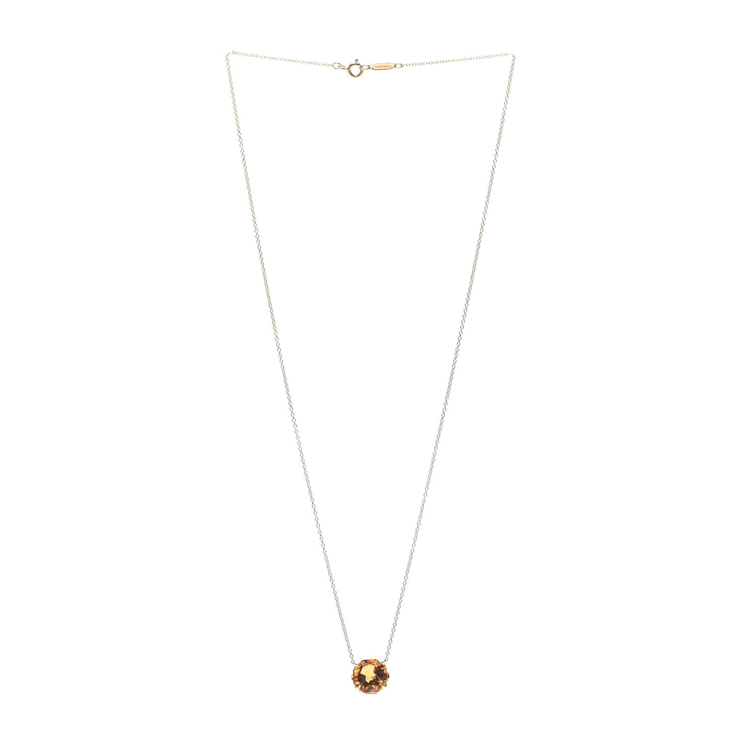 18K Yellow Gold Citrine Octagonal Sparklers Pendant Necklace