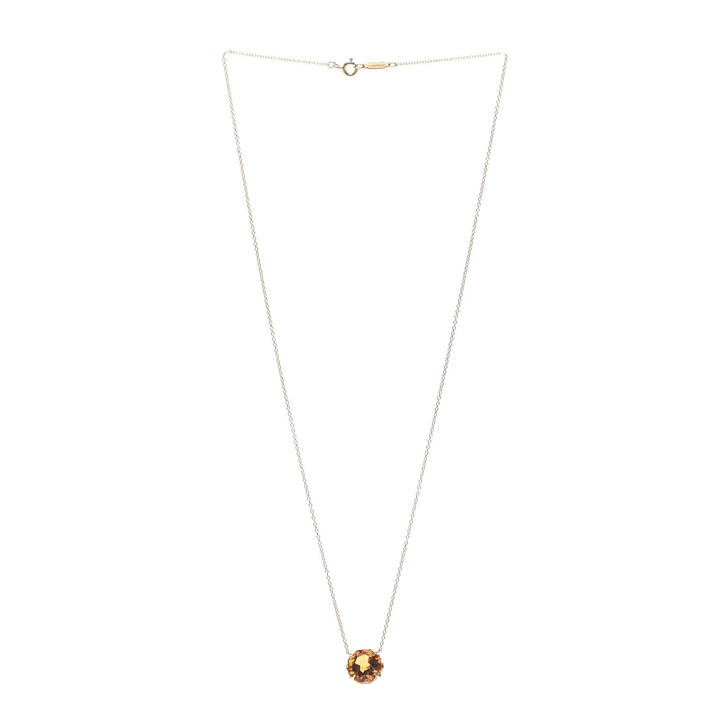Tiffany 18K Yellow Gold Citrine Octagonal Sparklers Pendant Necklace 3 of 6