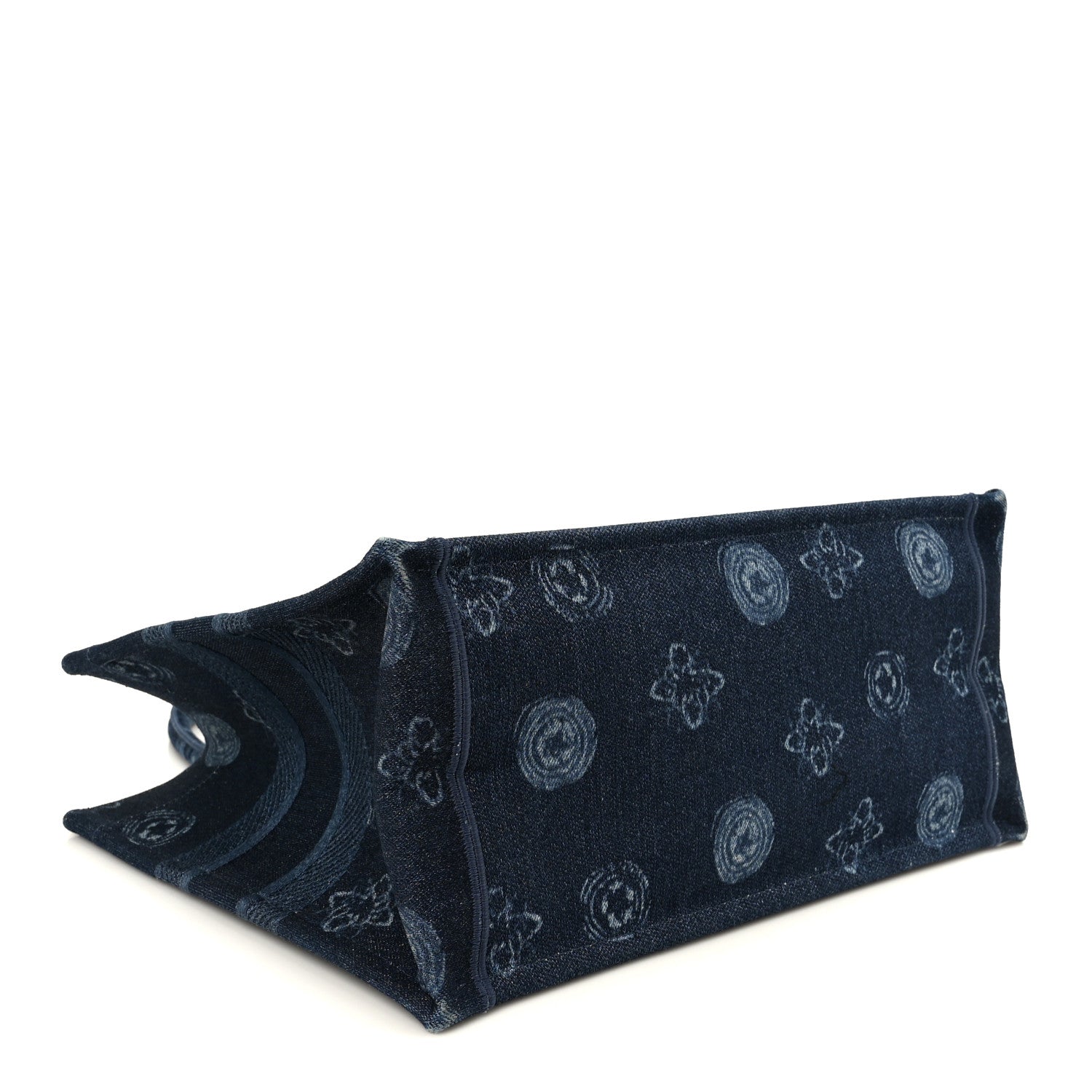 Christian Dior Denim Flowers Embroidered Medium Book Tote Blue 4 of 14
