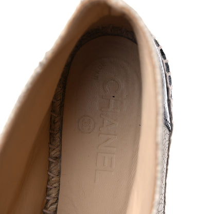 Chanel Crackled Calfskin High Top Espadrilles 38 Light Beige Black 6 of 10