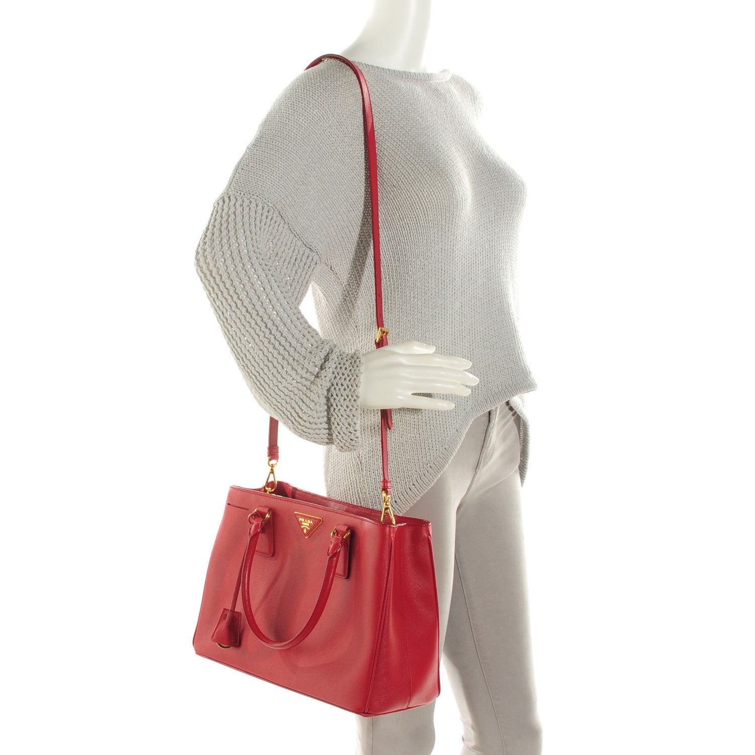 Prada Saffiano Lux Medium Tote Fuoco 2 of 9