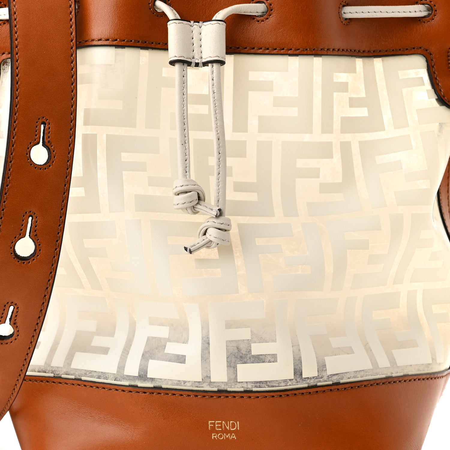 Fendi TPU FF Vitello Aura F is Fendi Grande Mon Tresor Bucket Bag White Cuoio 8 of 12