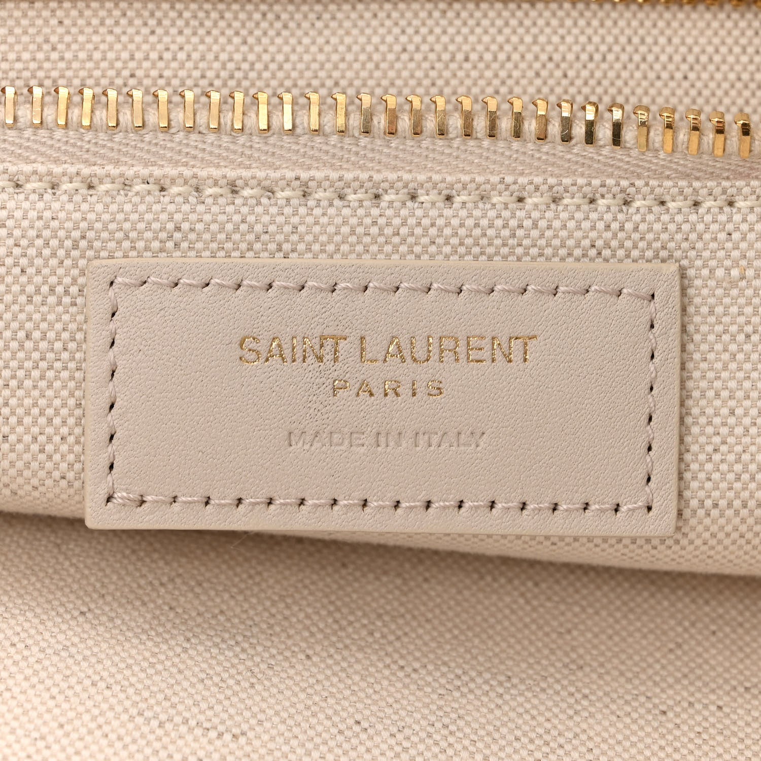 Saint Laurent Cotton Linen Calfskin Striped Rive Gauche Tote Water Green 6 of 11