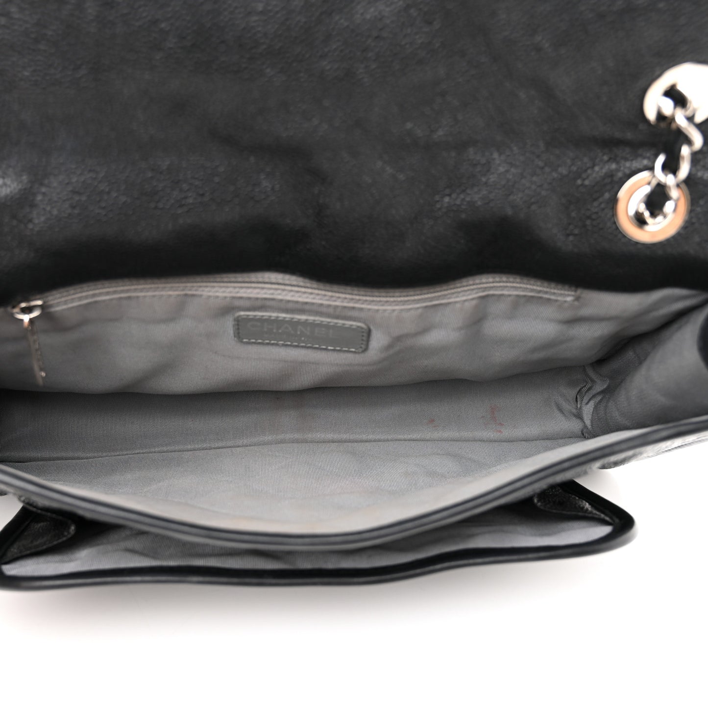 Caviar Quilted Large French Riviera Flap Black