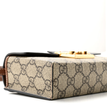 Gucci GG Supreme Monogram Calfskin Mini Padlock Top Handle Shoulder Bag Beige Black Cuir 9 of 11
