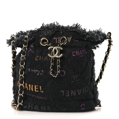 Chanel Denim Quilted Mood Small Bucket With Chain Black Multicolor 1 of 9
