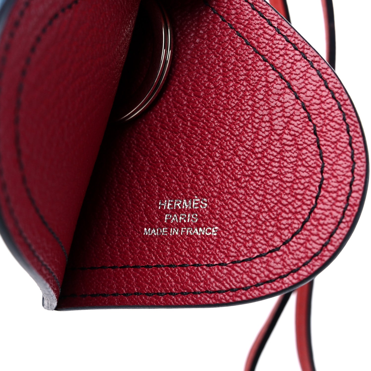 Hermes Tadelakt Camail Key Holder Bleu Hydra Capucine Bleu Obscur Rouge Grenat 3 of 3
