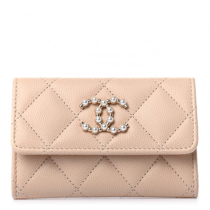 Chanel Caviar Pearl Quilted Coco Candy Flap Card Holder Beige 1 of 8