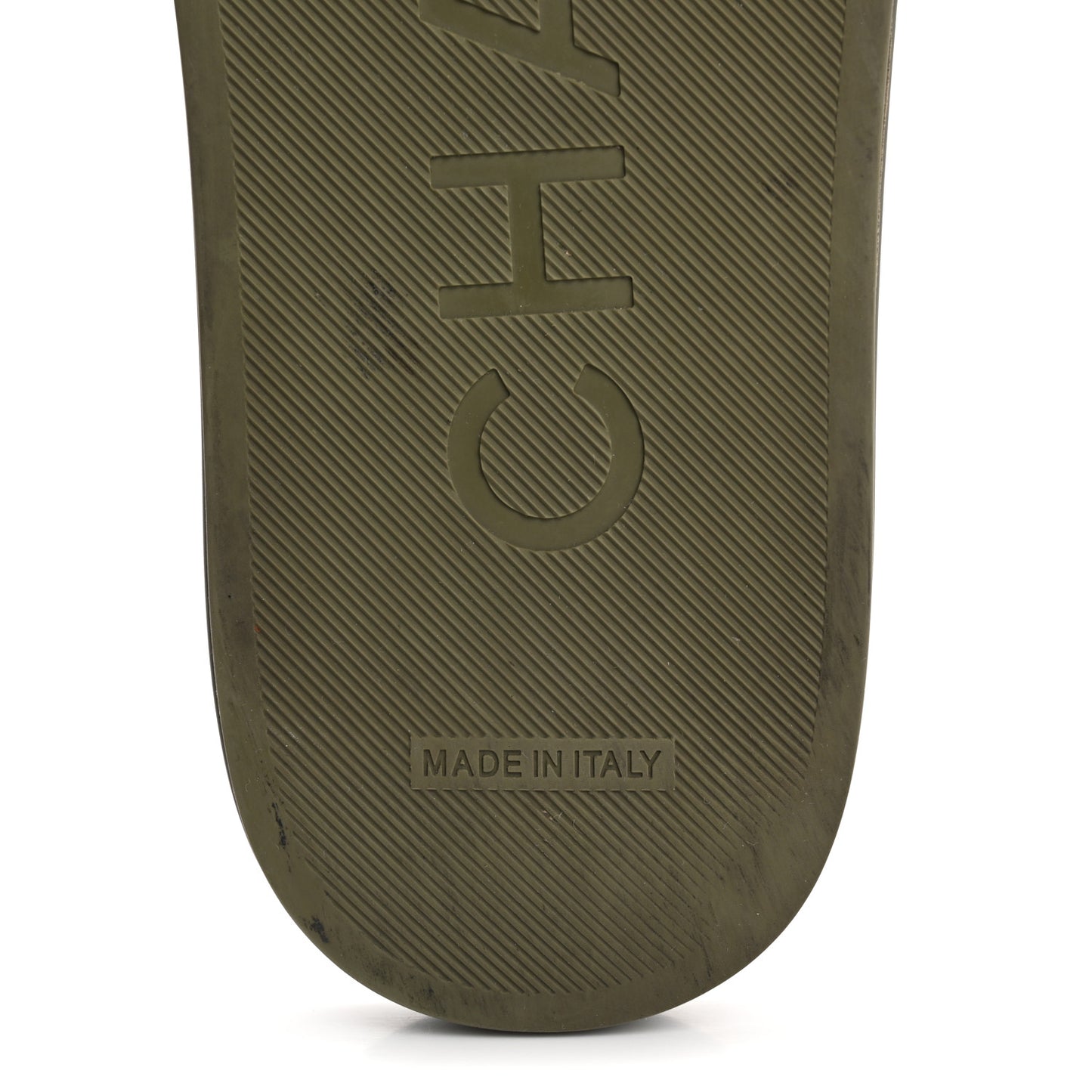 Satin Canvas Chain Slides Sandals Flats 40 Khaki