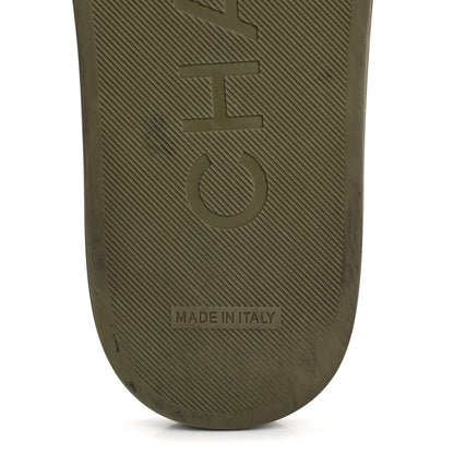 Chanel Satin Canvas Chain Slides Sandals Flats 40 Khaki 8 of 16