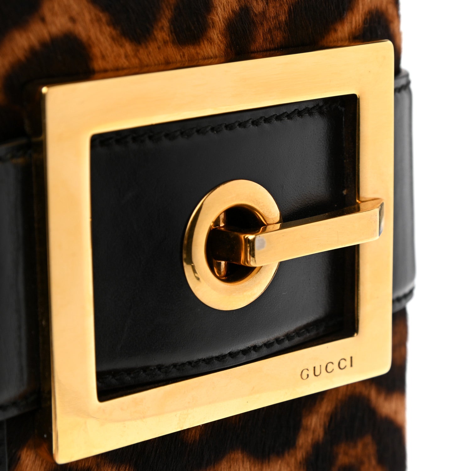 Gucci Calf Hair Jaguar Printed Small Lady Buckle Clutch Black 8 of 8