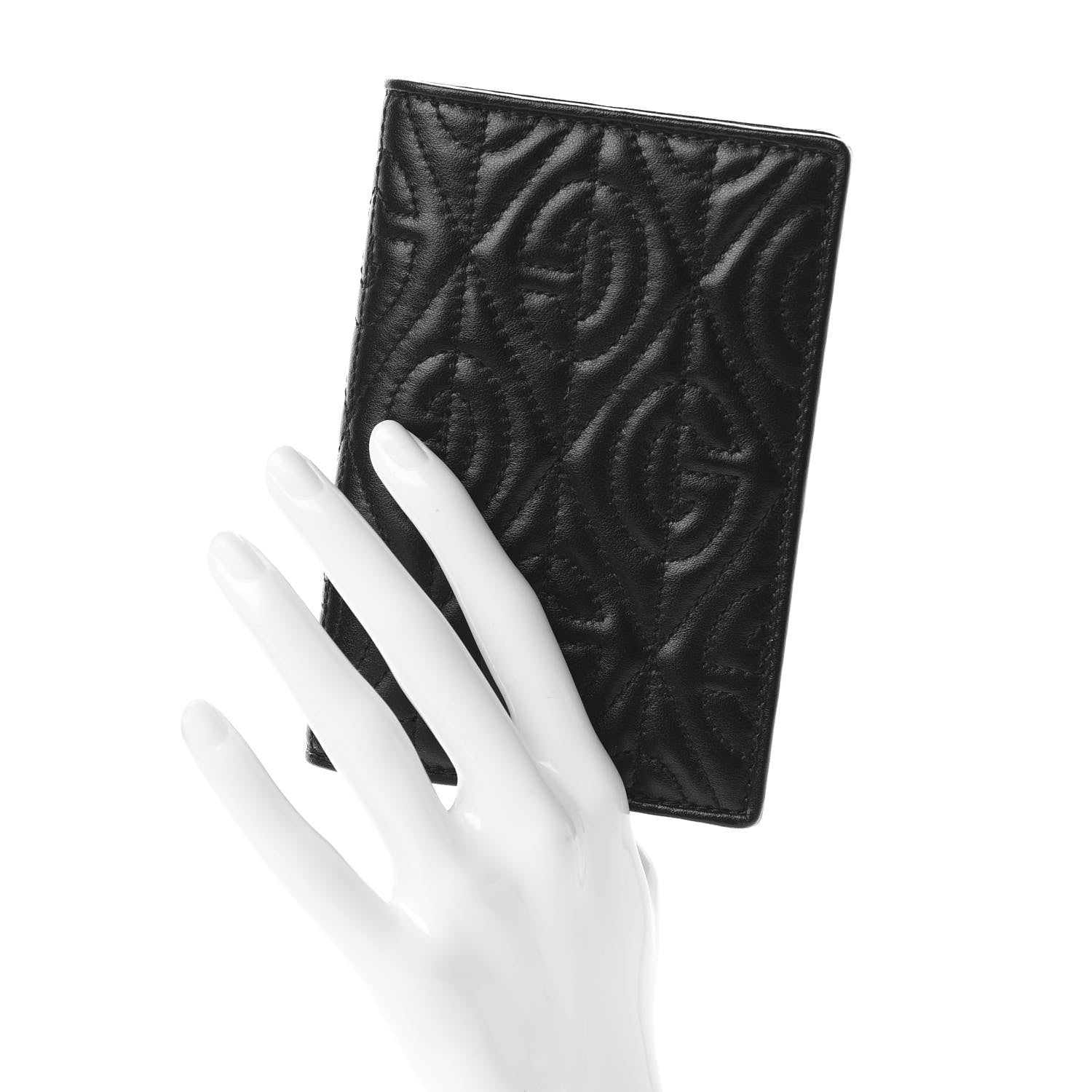 Gucci Calfskin Rhombus Passport Case Black 2 of 7