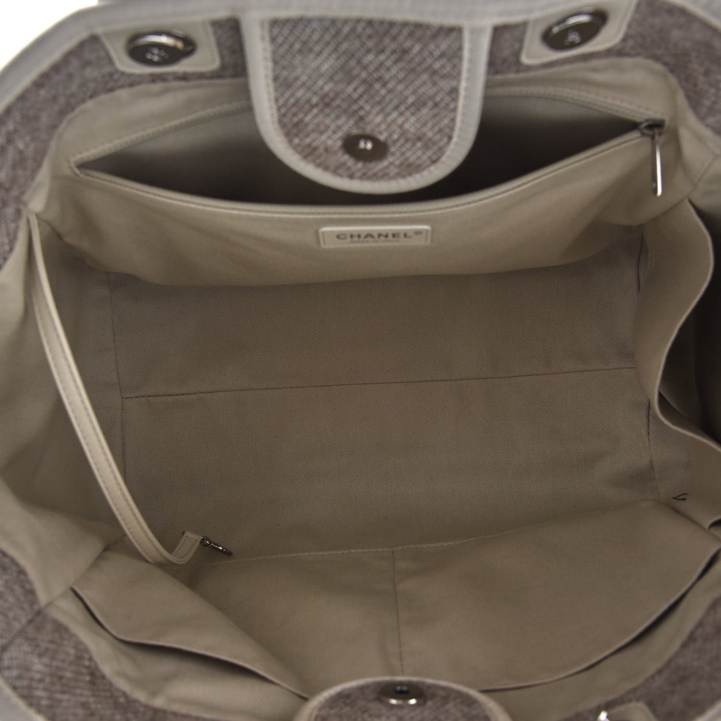Mixed Fibers Calfskin Medium Deauville Tote Light Grey