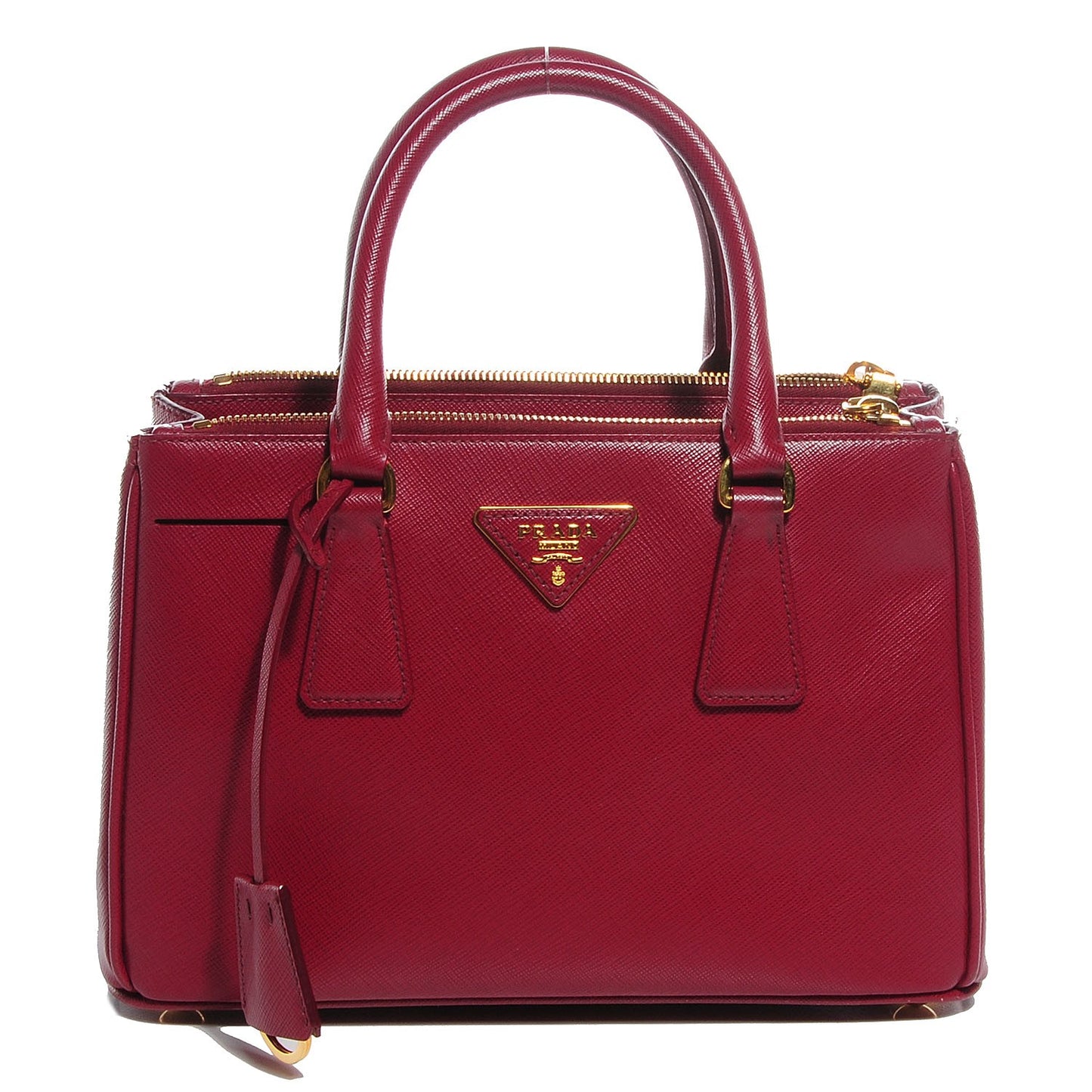 Saffiano Lux Mini Double Zip Tote Cherry