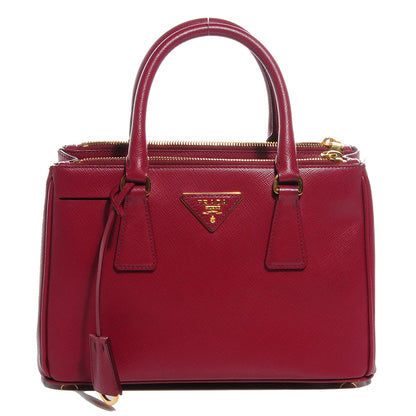 Prada Saffiano Lux Mini Double Zip Tote Cherry 1 of 13