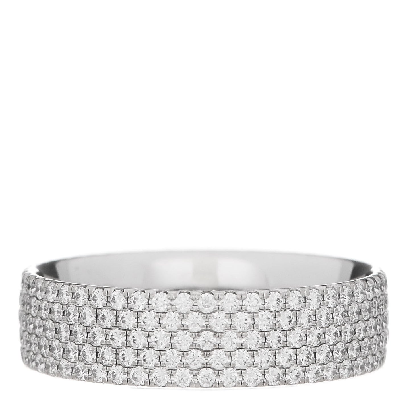 18K White Gold Diamond Metro Five-Row Ring 53 6.5