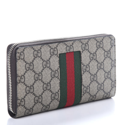 Gucci GG Supreme Monogram Web Zip Around Wallet Beige Cocoa 3 of 6