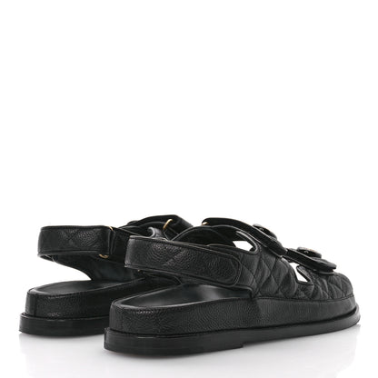 Chanel Grained Calfskin Velcro Dad Sandals 40 Black 5 of 10