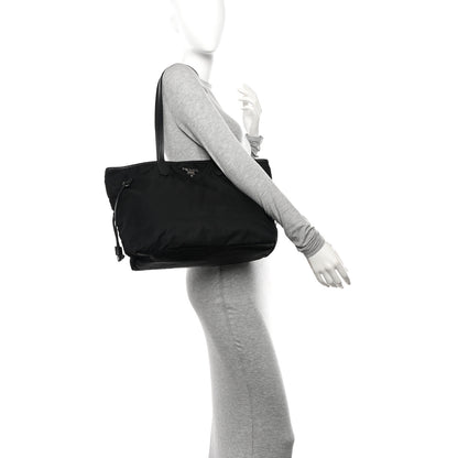 Prada Tessuto Nylon Saffiano Shopping Tote Black 2 of 12