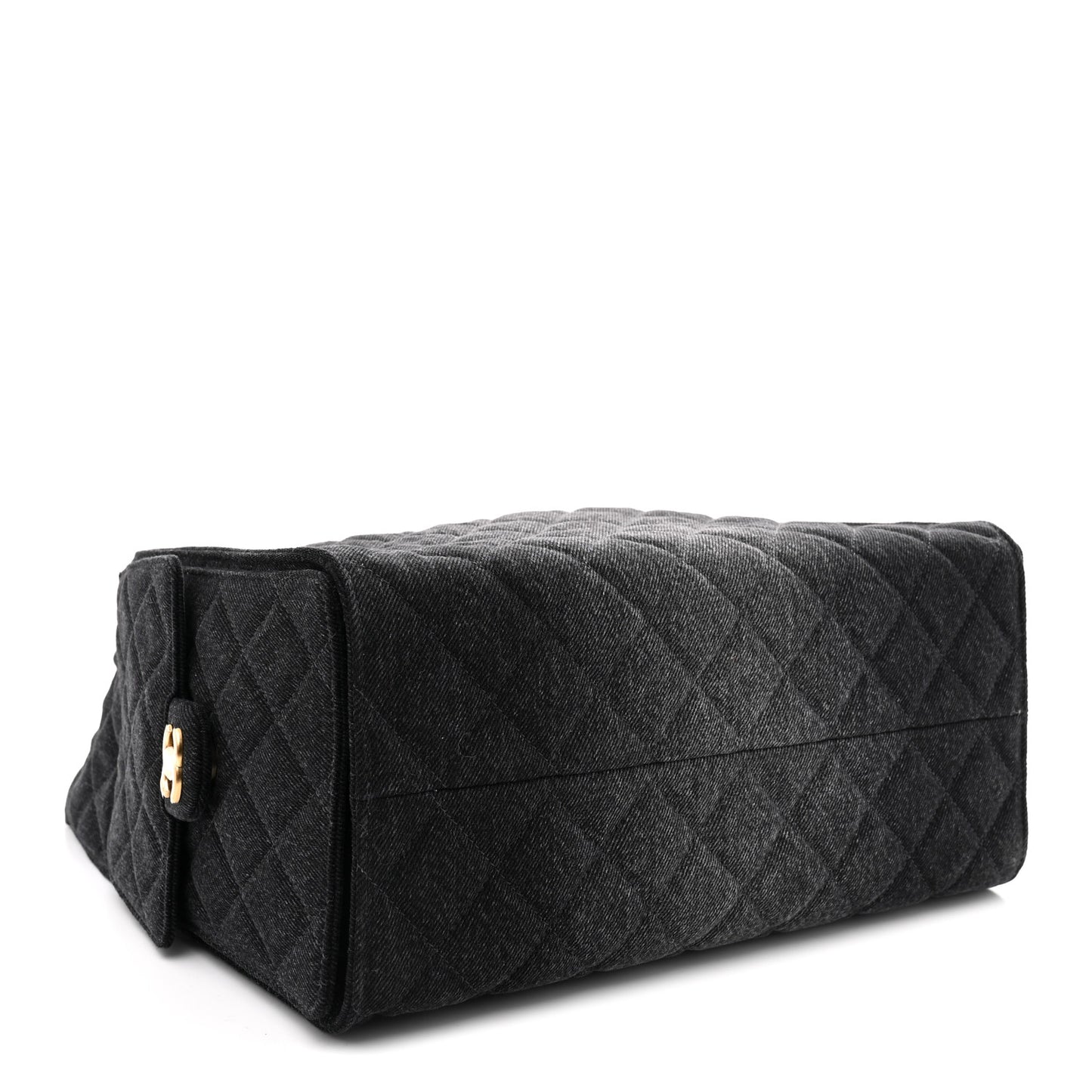 Washed Denim Quilted Medium Chanel 25 Handbag Black