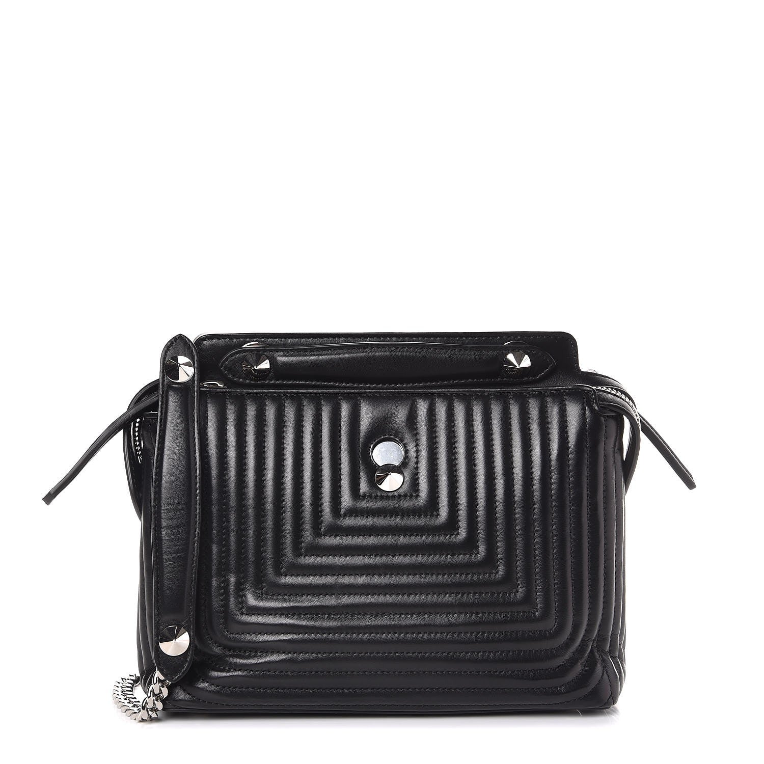 Fendi Shiny Nappa Trapuntata Small DotCom Click Chain Satchel Black 1 of 8