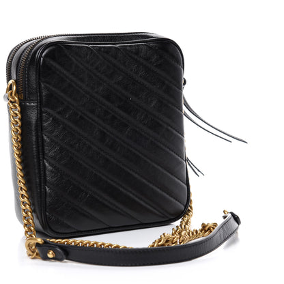 Gucci Azalea Calfskin Matelasse Diagonal Tall GG Marmont Crossbody Bag Black 3 of 11