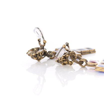 Gucci Metal Enamel Lion Cross Clip On Earrings Multicolor 3 of 4