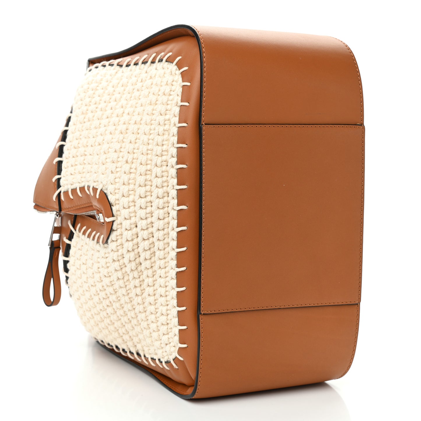 Calfskin Crochet Small Hammock Shoulder Bag Tan Natural