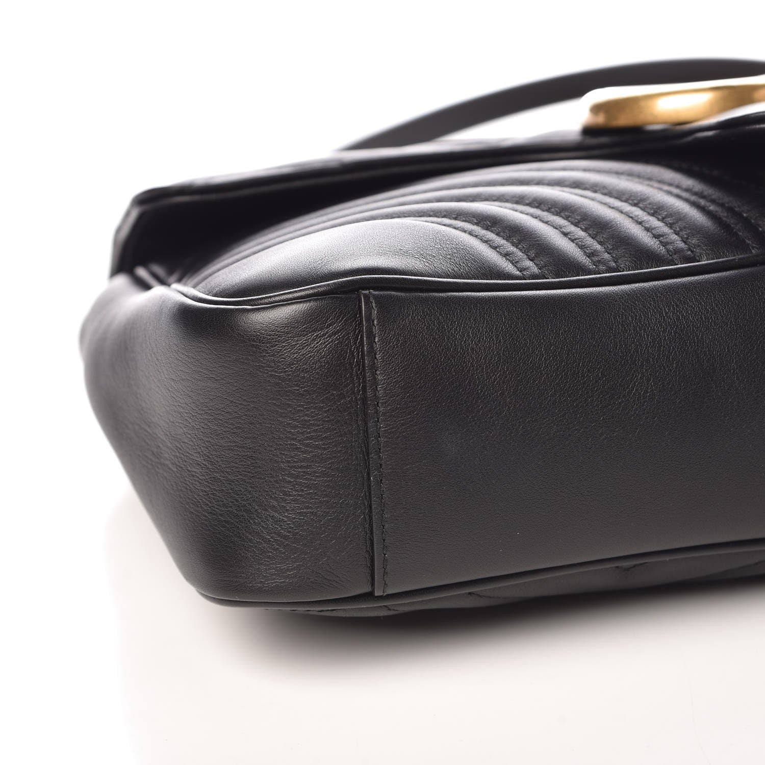 Gucci Calfskin Matelasse Medium GG Marmont Shoulder Bag Black 8 of 13