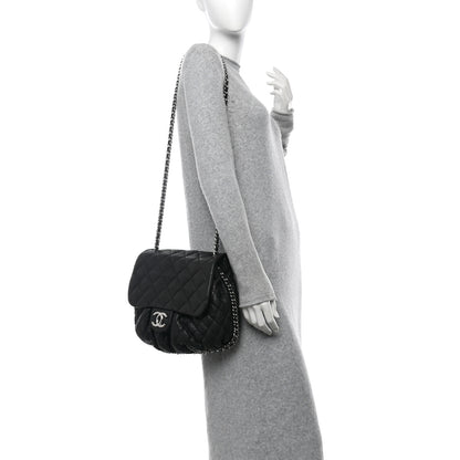 Chanel Washed Lambskin Quilted Large Chain Around Messenger Black 2 of 11