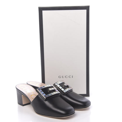 Gucci Malaga Kid Crystal Square G Madelyn Mules 37 Black 9 of 9