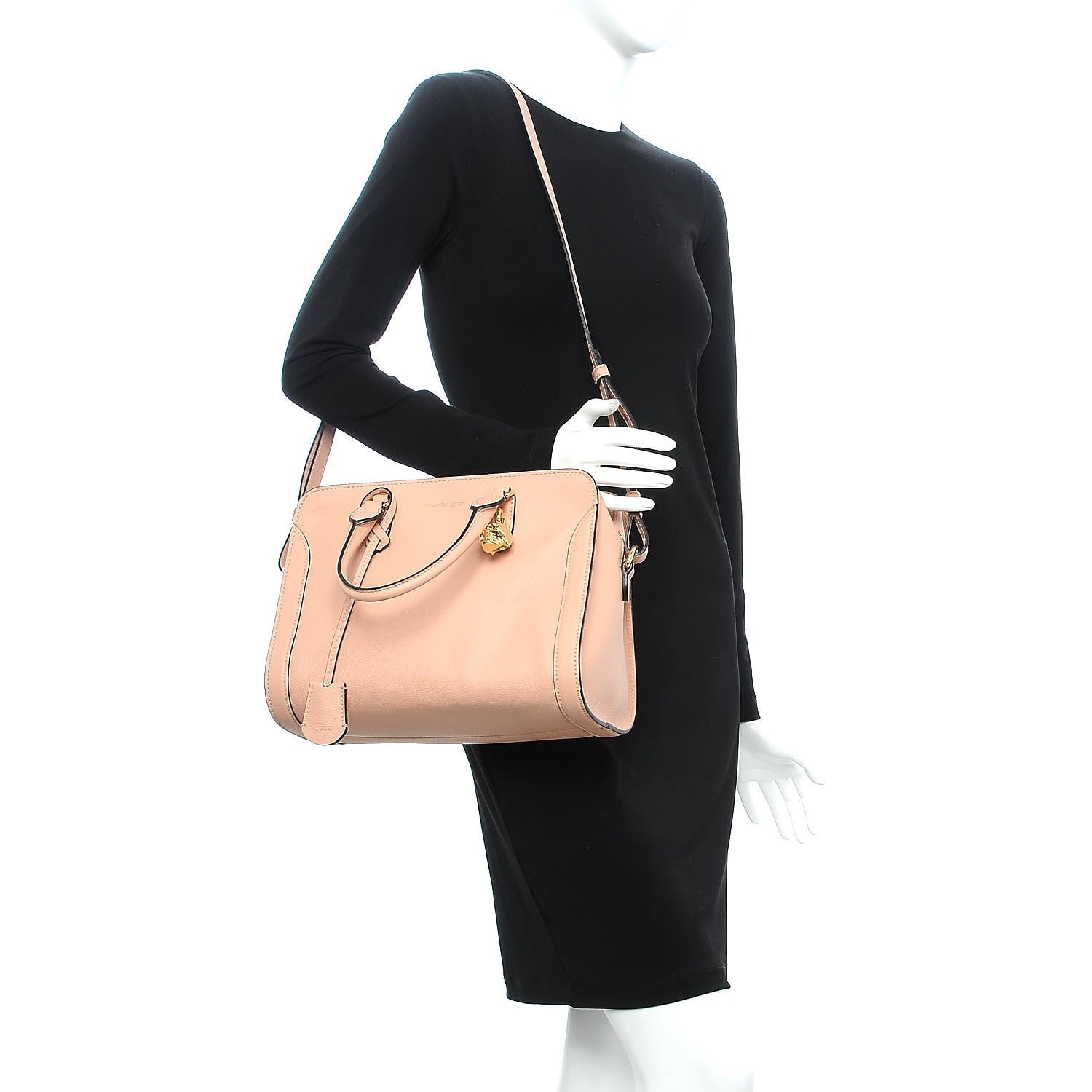 Alexander McQueen Pebbled Calfskin Small Skull Padlock Zip Around Tote Boudoir 2 of 11